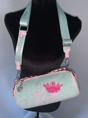 🆕- Juicy Couture PASTEL TURQ Barrel Crossbody Bag with Wide Strap